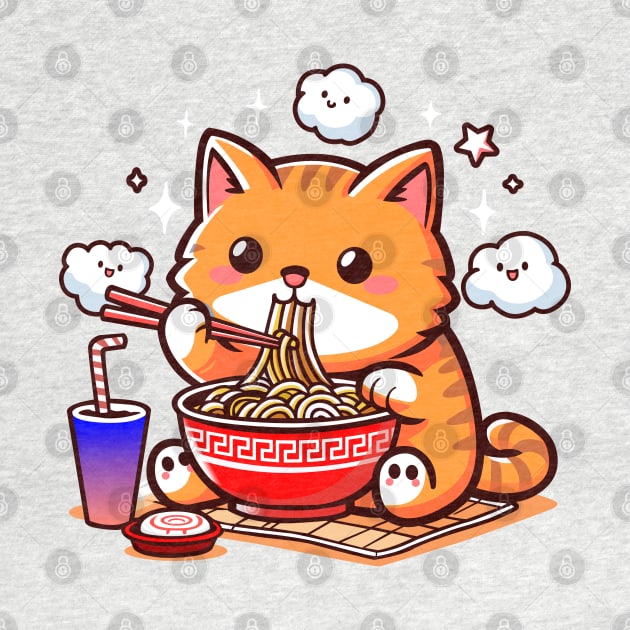 Cute Cat Eating Ramen by Arief Uchiha